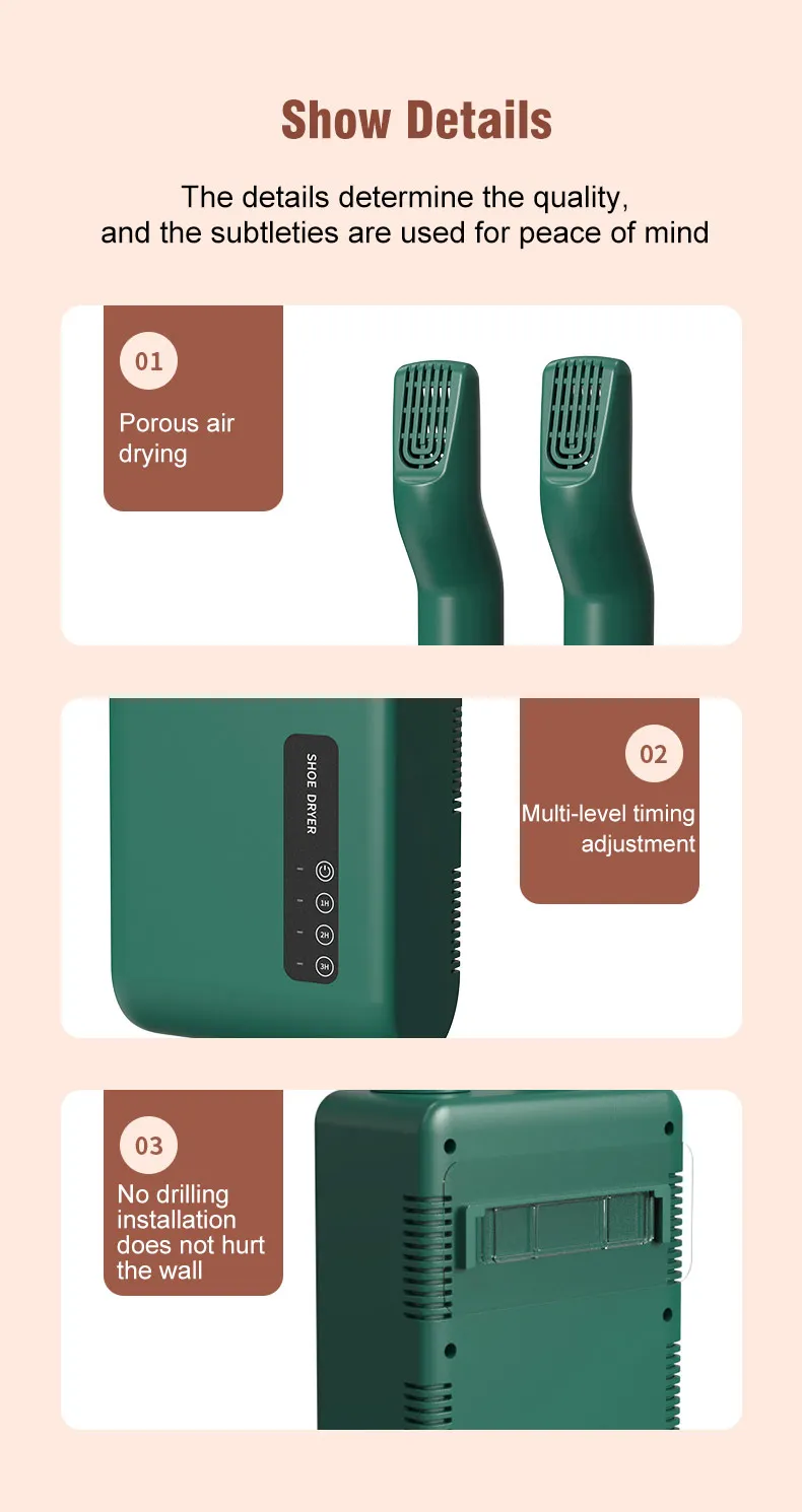 Boots Shoes Dryer Deodorizer with Heat Dehumidifier Device Foot Warmer Heater for Home Adjustable Portable Electric Shoes Dryer