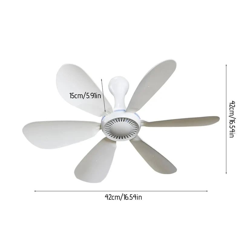 XIAOTREE Silent 6 Leaves USB Ceiling Fan, Optional Remote Control Timing, 4 Speed Hanging Fan for Camping Dormitory Tent