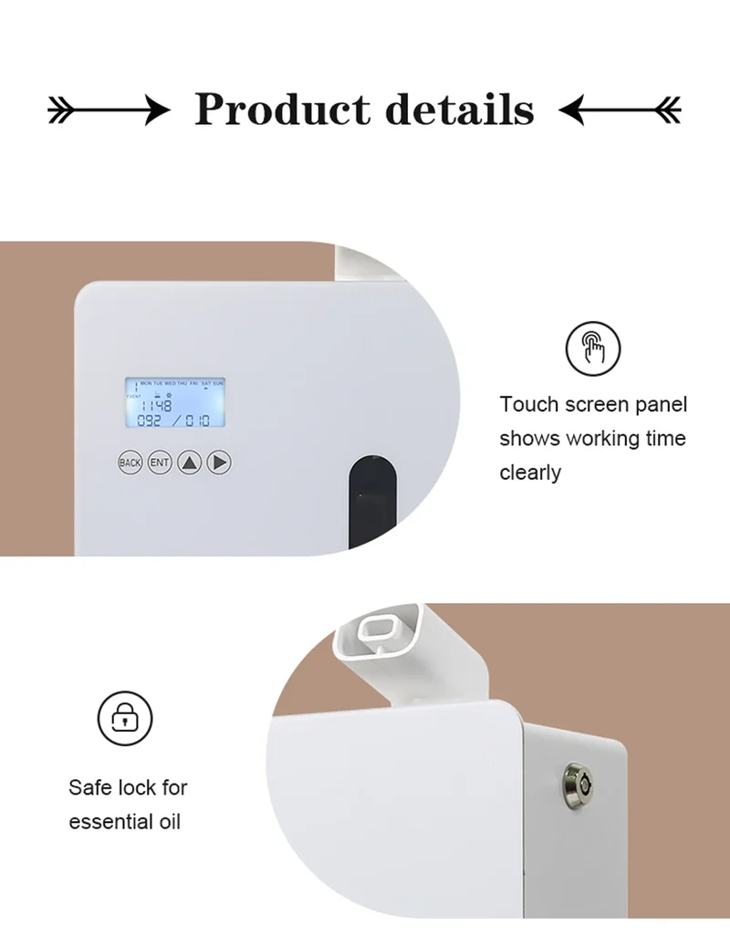 800m³ Essential Oil Diffuser HVAC Air Freshener Scent Machine Aromatizer Wall Mounted Hotel Aroma Oil Diffuser Home Fragrance