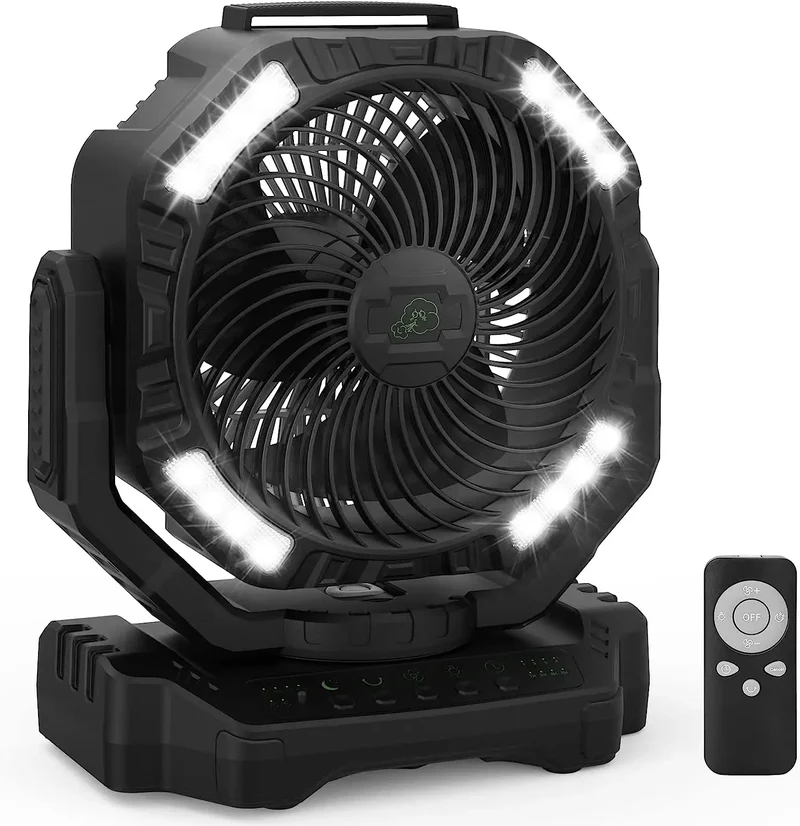2026 Portable Wireless Fan 40000mAh Camping Fan Rechargeable Table Fan Travel Tent Fan Air Circulator Tents Outdoor Electric Fan