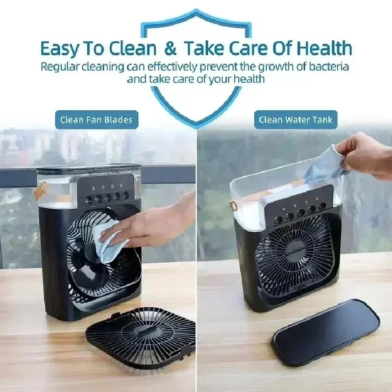 2026 Portable 3 in 1 Fan AIr Conditioner Household Small Air Cooler LED Night Lights Humidifier Air Adjustment Home Fans