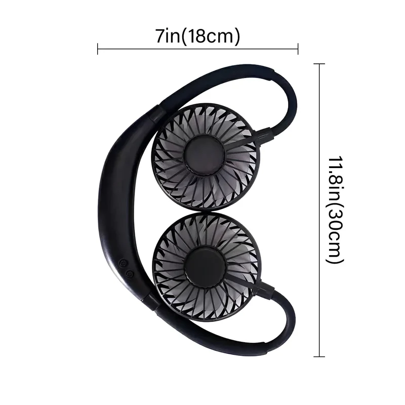 USB Rechargeable Mini Sports 3-Speed Adjustable Neck Dual Fan Home OfficeOutdoor Travel Portable Hanging Neck Fan