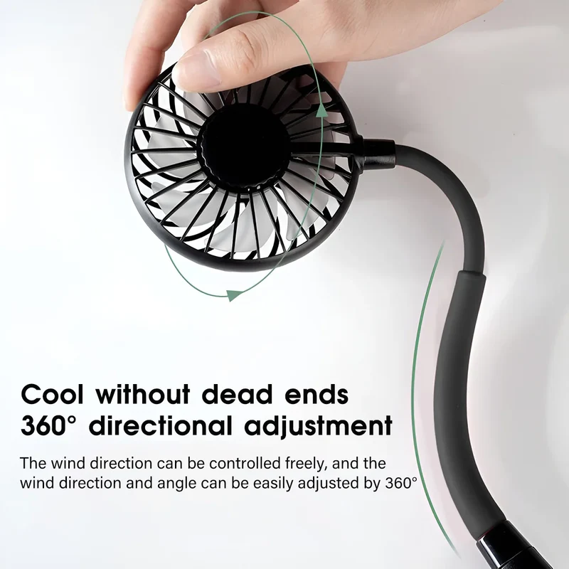 USB Rechargeable Mini Sports 3-Speed Adjustable Neck Dual Fan Home OfficeOutdoor Travel Portable Hanging Neck Fan