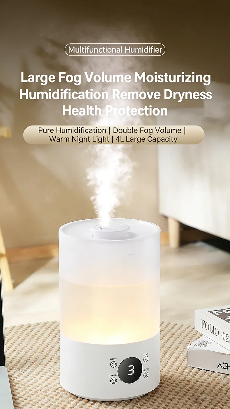 4L Large Capacity Air Humidifier with Remote Control Timer Plant Mist Aroma Diffuser for Home Office - Humidifier