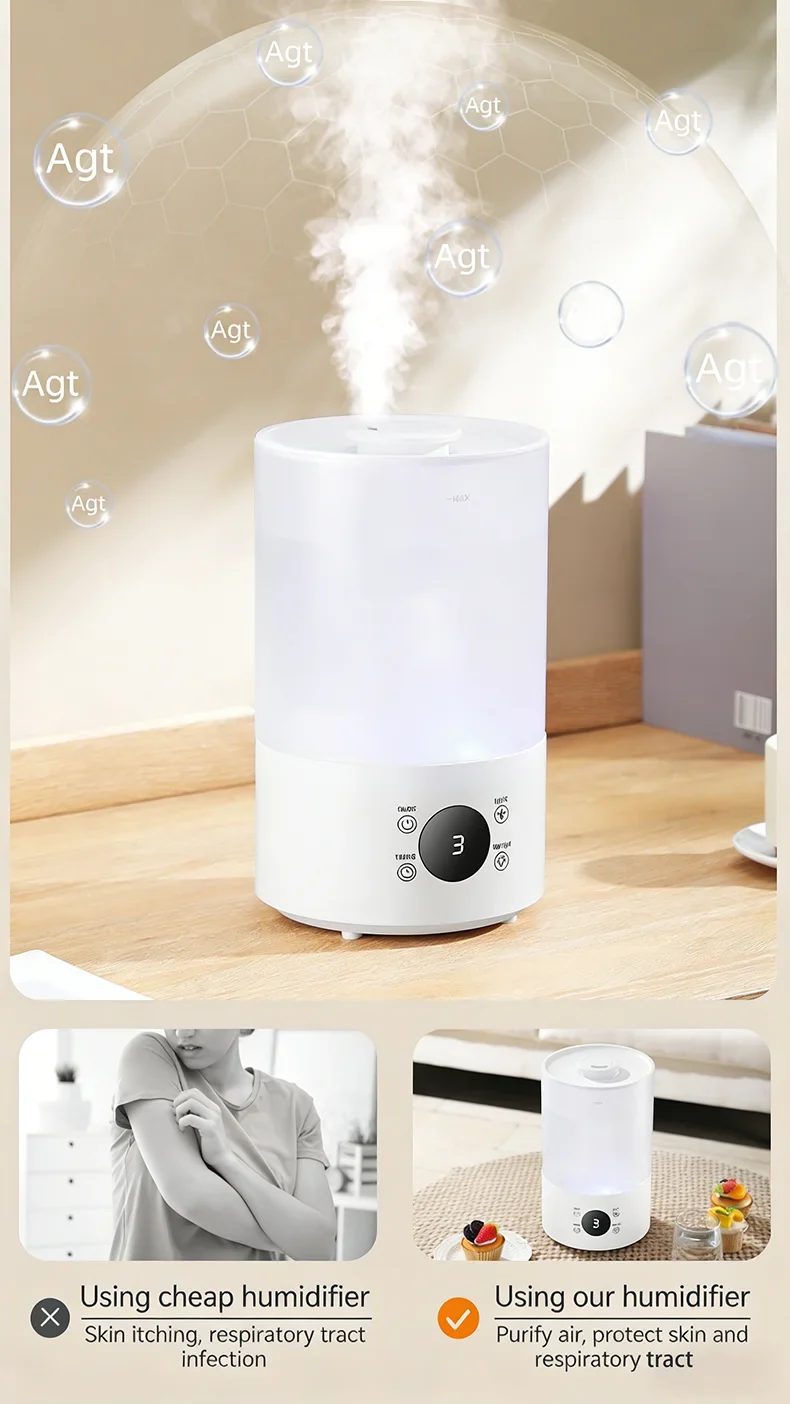 4L Large Capacity Air Humidifier with Remote Control Timer Plant Mist Aroma Diffuser for Home Office - Humidifier