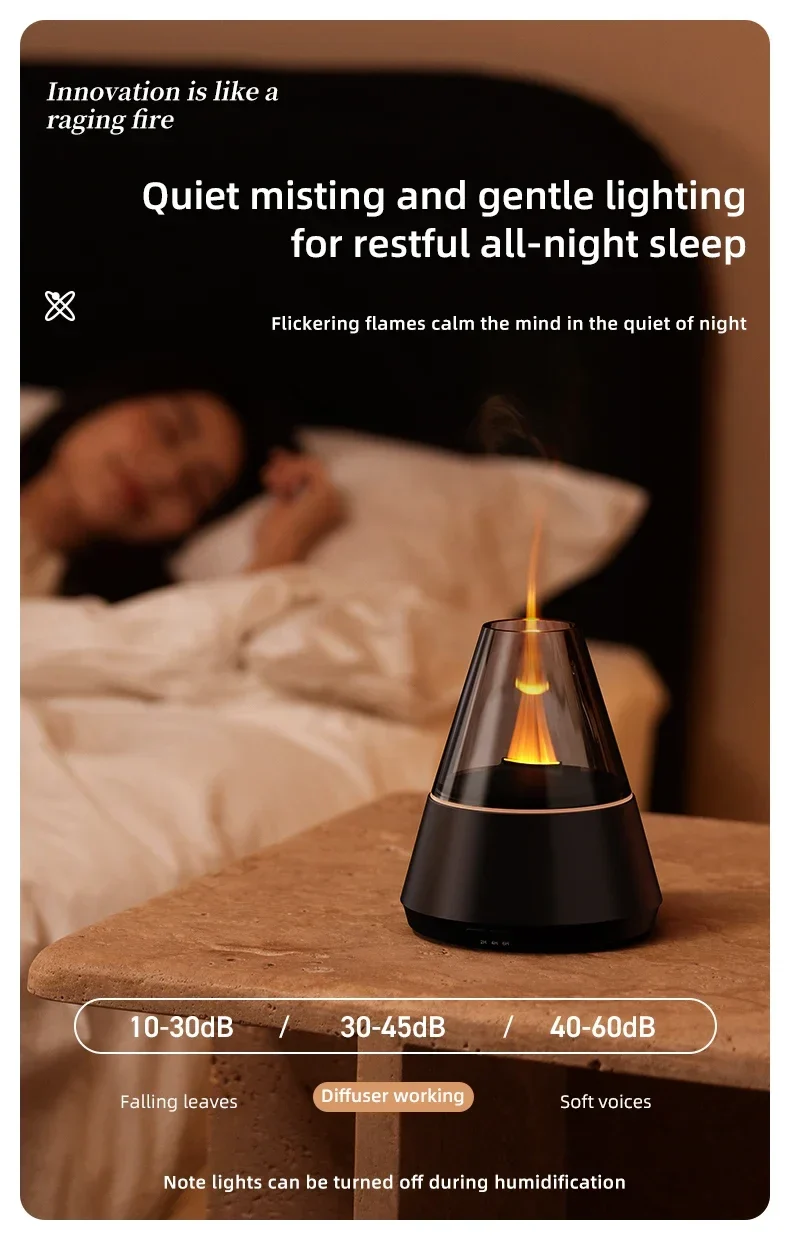 NEWSTYLE Simulated Flame Aroma Diffuser Bonfire Air Humidifier Ultrasonic Cool Mist Maker Fogger LED Essential Oil Lamp Diffuser