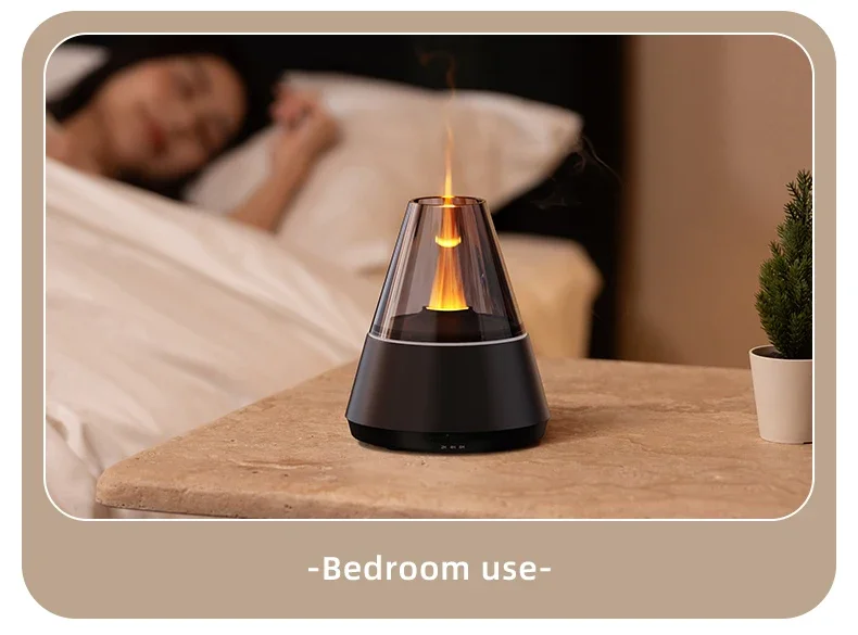 NEWSTYLE Simulated Flame Aroma Diffuser Bonfire Air Humidifier Ultrasonic Cool Mist Maker Fogger LED Essential Oil Lamp Diffuser
