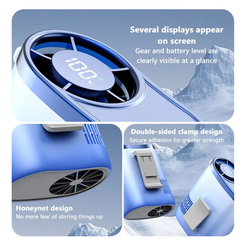 Lenovo Portable Waist Fan 100-Speed Strong Wind Rechargeable Neck Fan Quiet Long Battery Life Clip-on Fan for Outdoor Hiking
