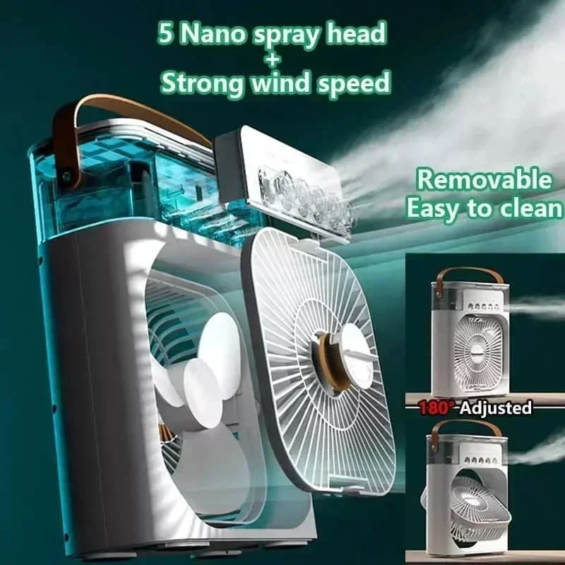 3 in 1 Fan Air Conditioner Home Mini Cooler LED Night Light Portable Humidifier Air Conditioning Fan Office Home Fan