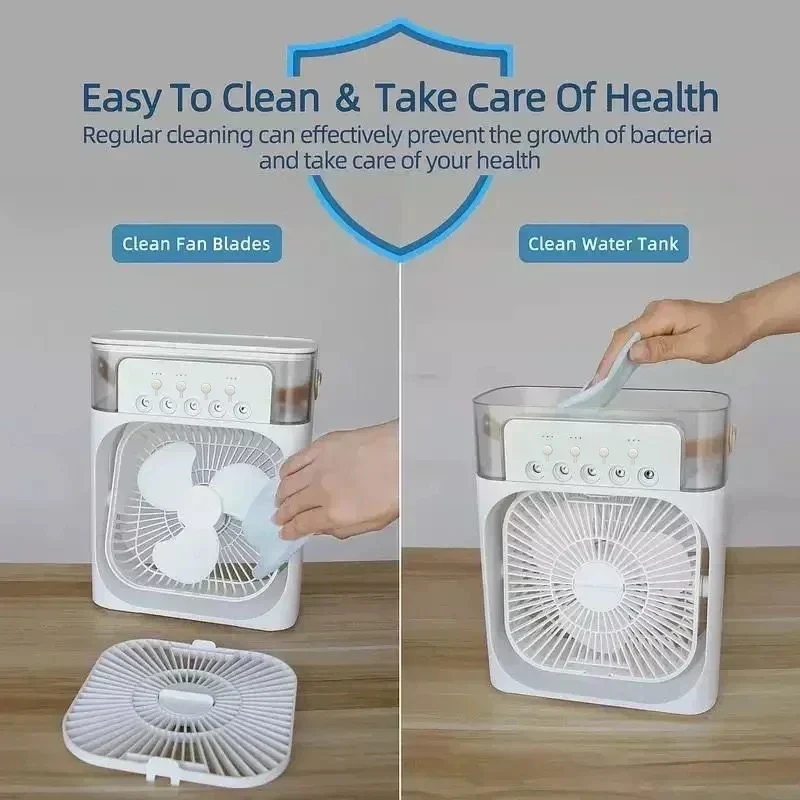 3 in 1 Fan Air Conditioner Home Mini Cooler LED Night Light Portable Humidifier Air Conditioning Fan Office Home Fan
