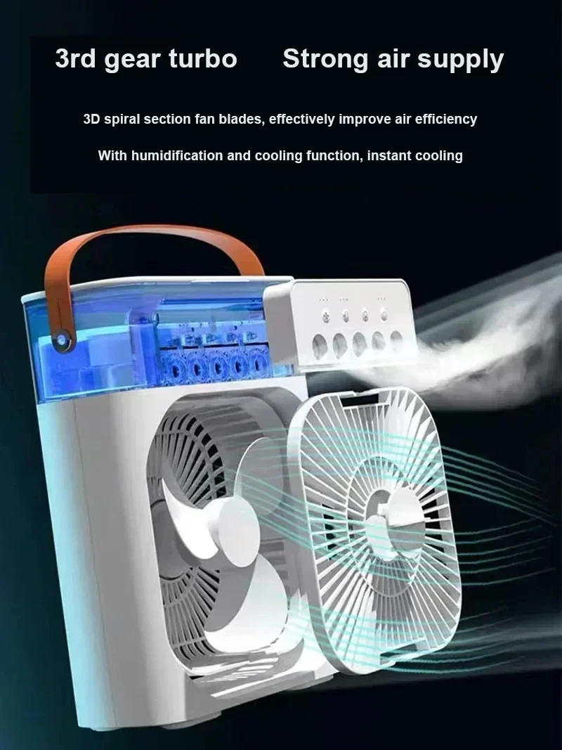 3 in 1 Fan Air Conditioner Home Mini Cooler LED Night Light Portable Humidifier Air Conditioning Fan Office Home Fan