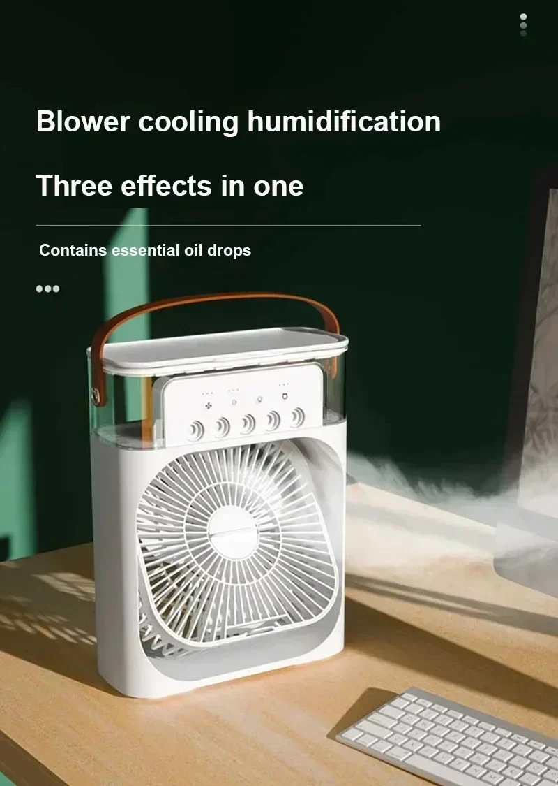 3 in 1 Fan Air Conditioner Home Mini Cooler LED Night Light Portable Humidifier Air Conditioning Fan Office Home Fan