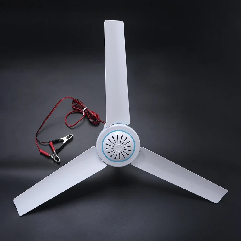12V Mute Ceiling Fan 19.6inch Silent Camping Tent Hanging Fan without Switch 230cm Cable for Outdoor Hiking Bed Home Picnic