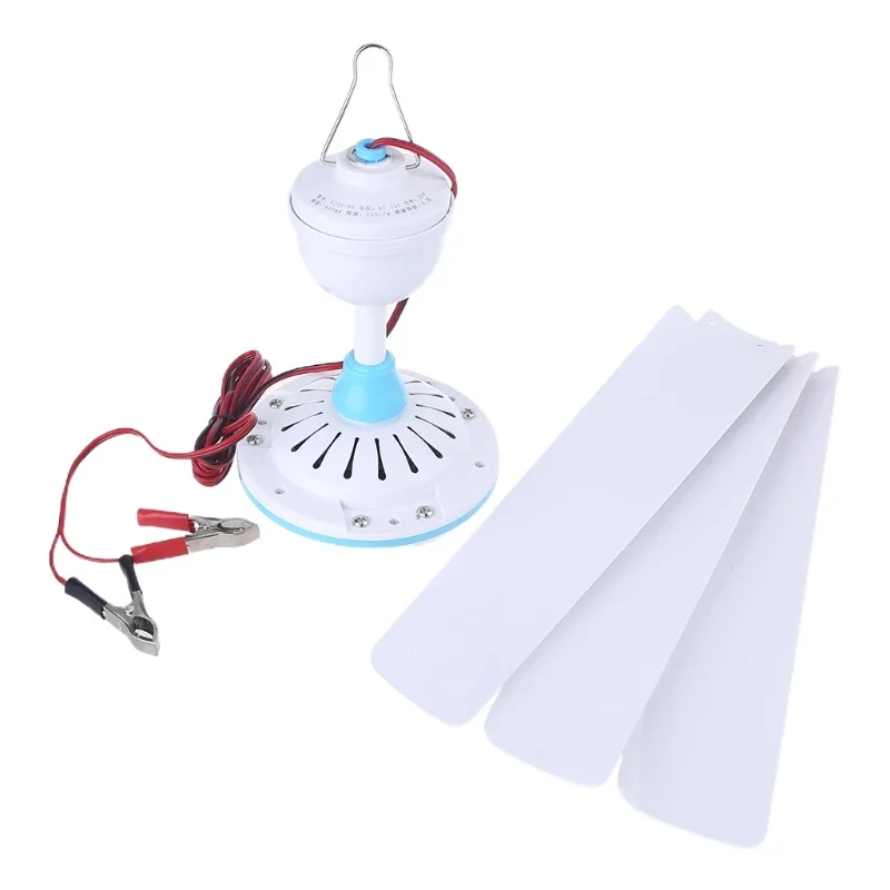 12V Mute Ceiling Fan 19.6inch Silent Camping Tent Hanging Fan without Switch 230cm Cable for Outdoor Hiking Bed Home Picnic