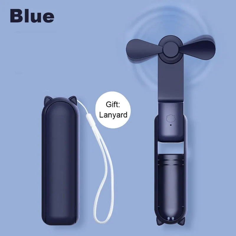 Portable Fan Mini Handheld Fan 2000mAh USB Rechargeable with Handy Power Bank Small Hand Held Foldable Pocket Fan for Travel