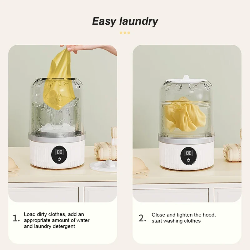 Cordless Small Washing Machine with Laundry Cup Automatic Laundry Cup Mini Special Washer for Travel Home and Dormitory