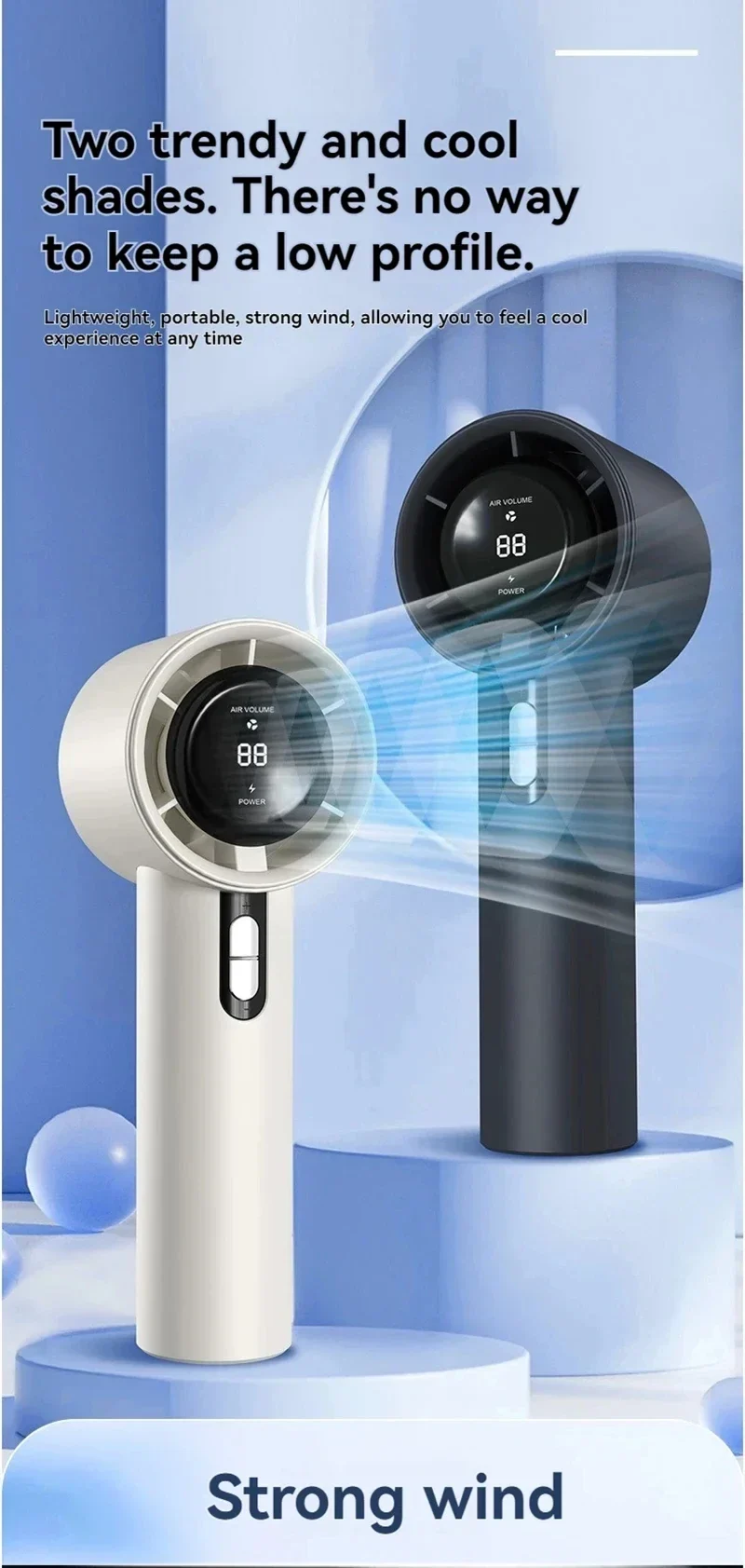 Lenovo Ultra Quiet 100 Speed Handheld Fan USB Rechargeable Portable Mini Turbo Fan for Office and Travel with LED Indicator
