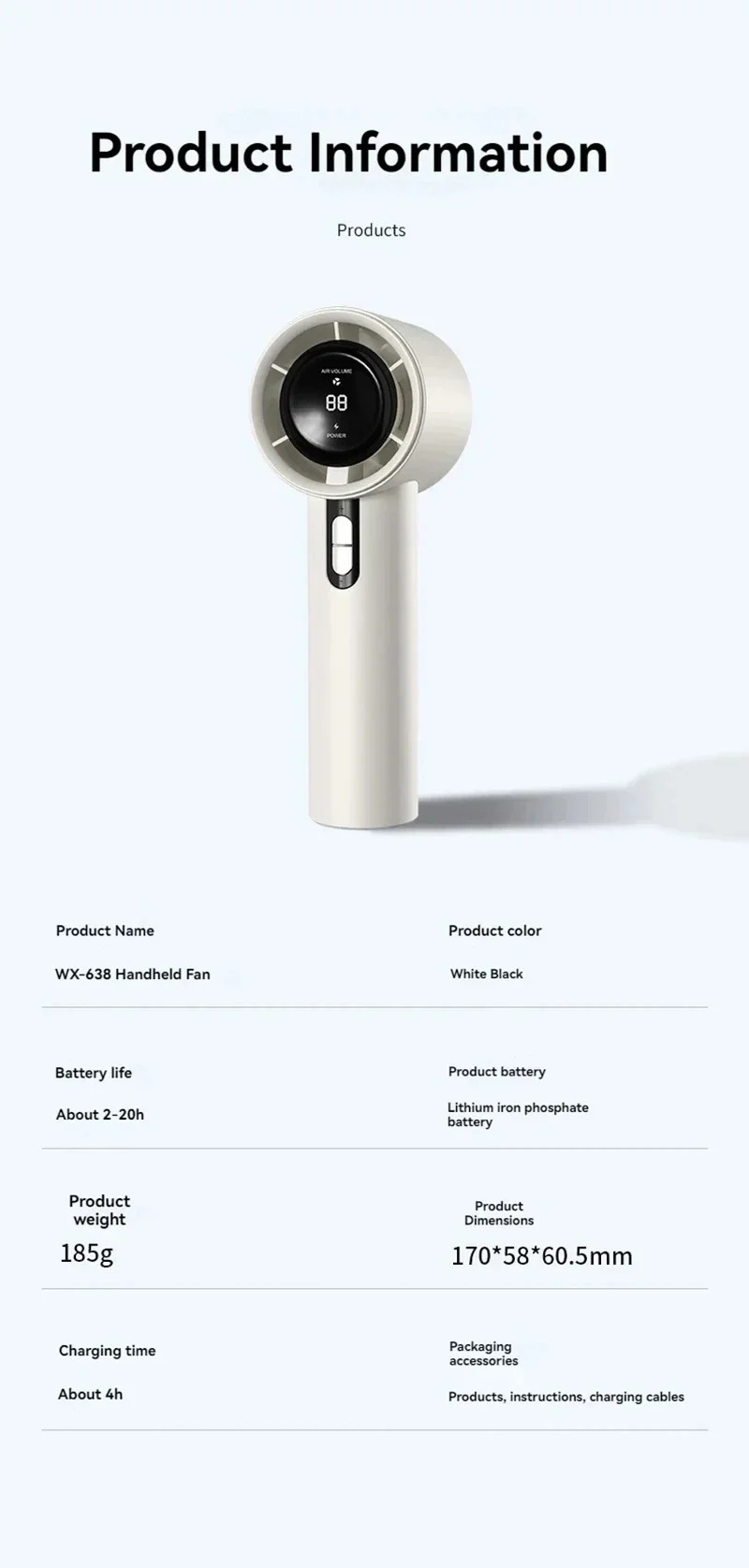 Lenovo Ultra Quiet 100 Speed Handheld Fan USB Rechargeable Portable Mini Turbo Fan for Office and Travel with LED Indicator