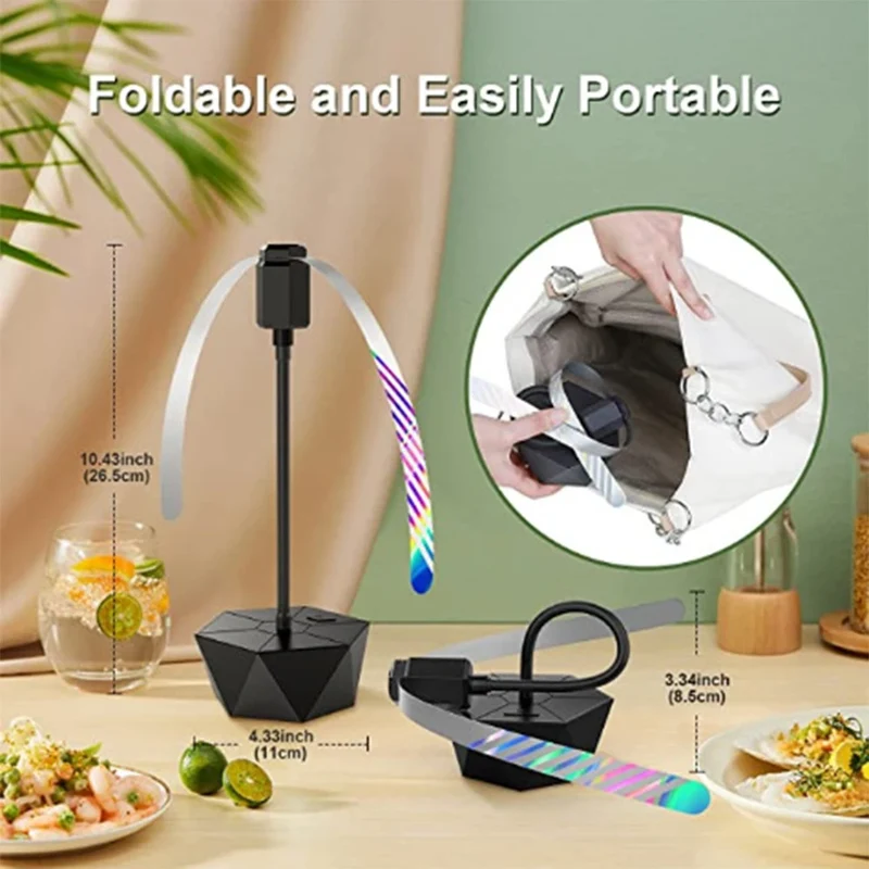 Retractable Fly Repellent Fan - USB Rechargeable Battery Powered, Outdoor Party Bug Deterrent Device