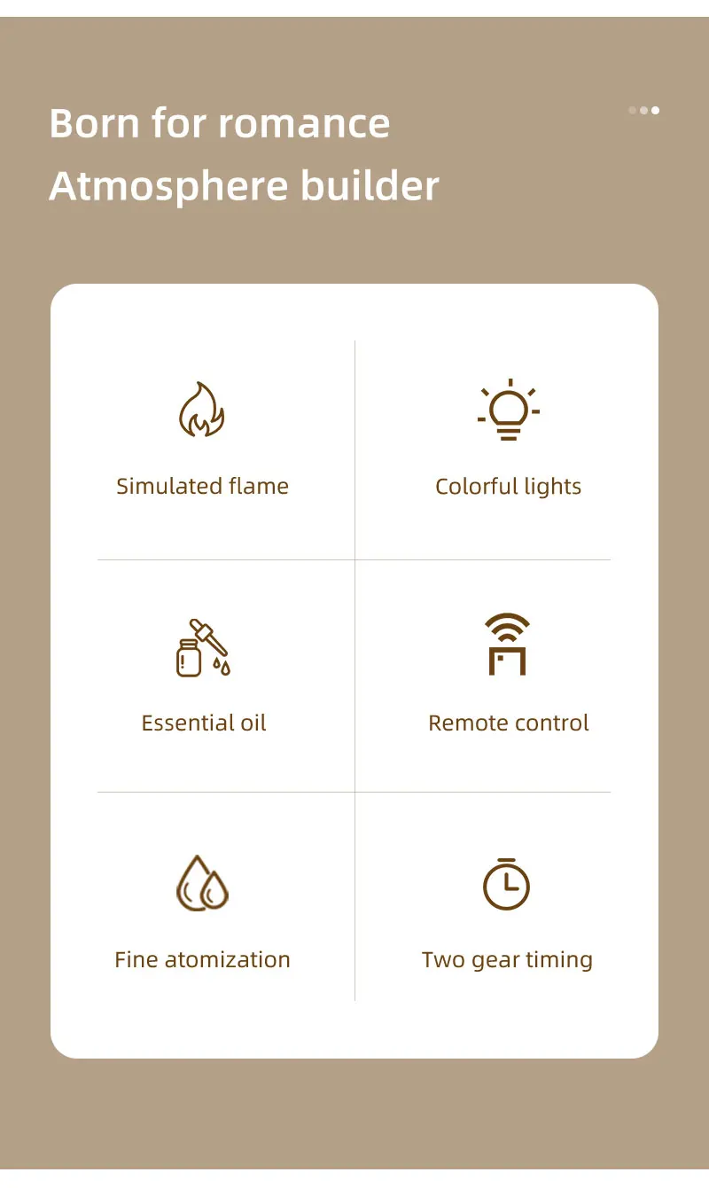 250ml Flame Fireplace Aroma Humidifier Colorful Light Aromatherapy Essential Oil Diffuser with Timed Auto Off for Home Bedroom