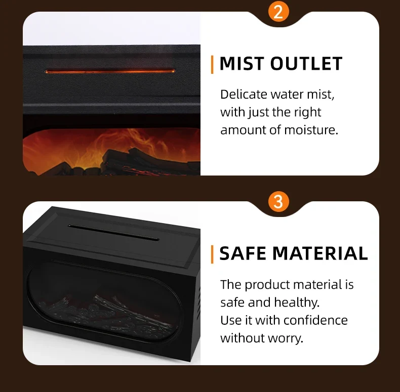 250ml Flame Fireplace Aroma Humidifier Colorful Light Aromatherapy Essential Oil Diffuser with Timed Auto Off for Home Bedroom
