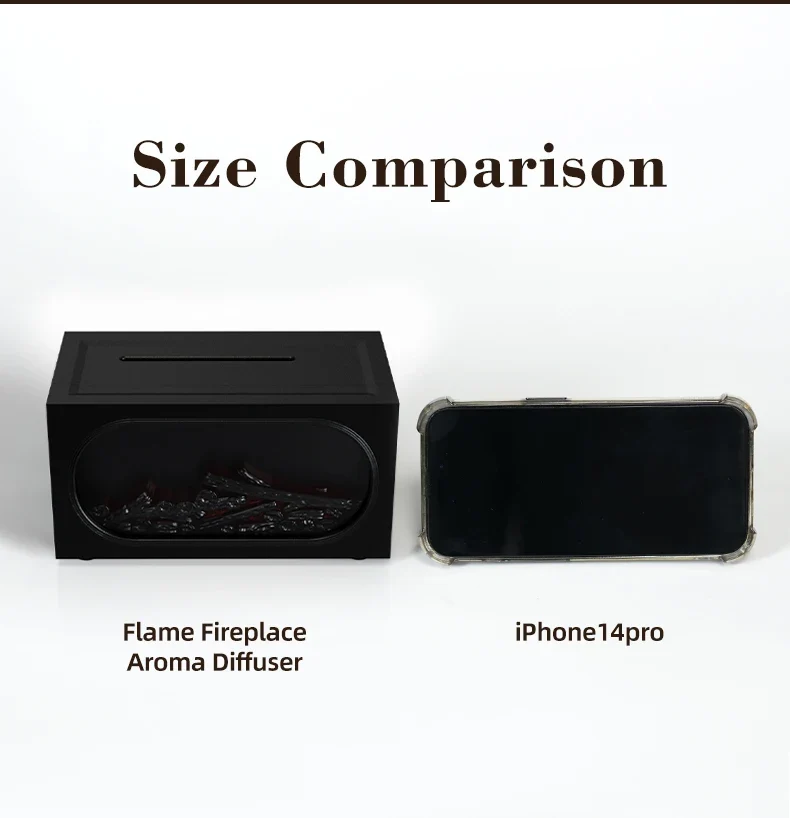 250ml Flame Fireplace Aroma Humidifier Colorful Light Aromatherapy Essential Oil Diffuser with Timed Auto Off for Home Bedroom