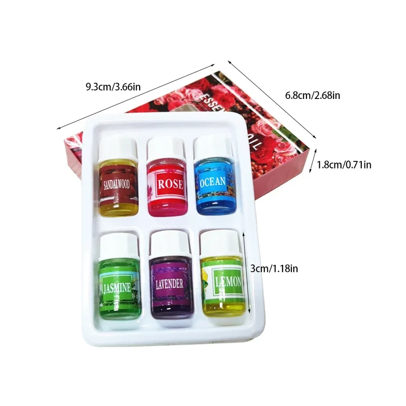 6pcs/set Essential Oils Gift Box Aroma Diffuser Air Humidifier Water-soluble Air Freshener Scents Fragrance Car Perfume Refill