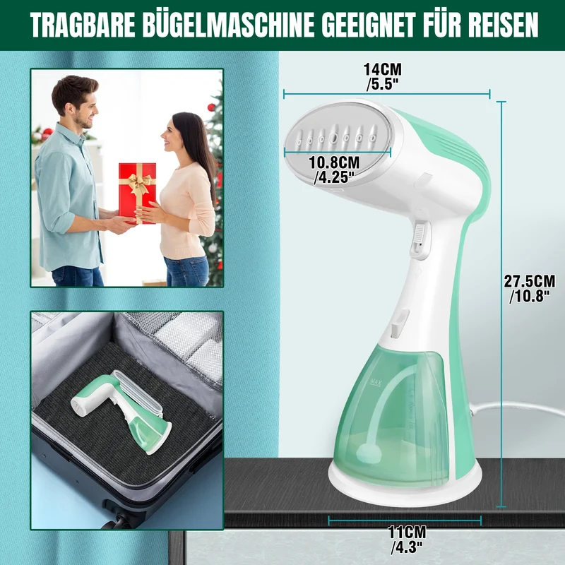 BRIEFNESS 2000W Handheld Steamer for Clothes, 30s Heat-up, Portable Garment Wrinkle Remover, Travel/Home Use, Fast Steam Iron