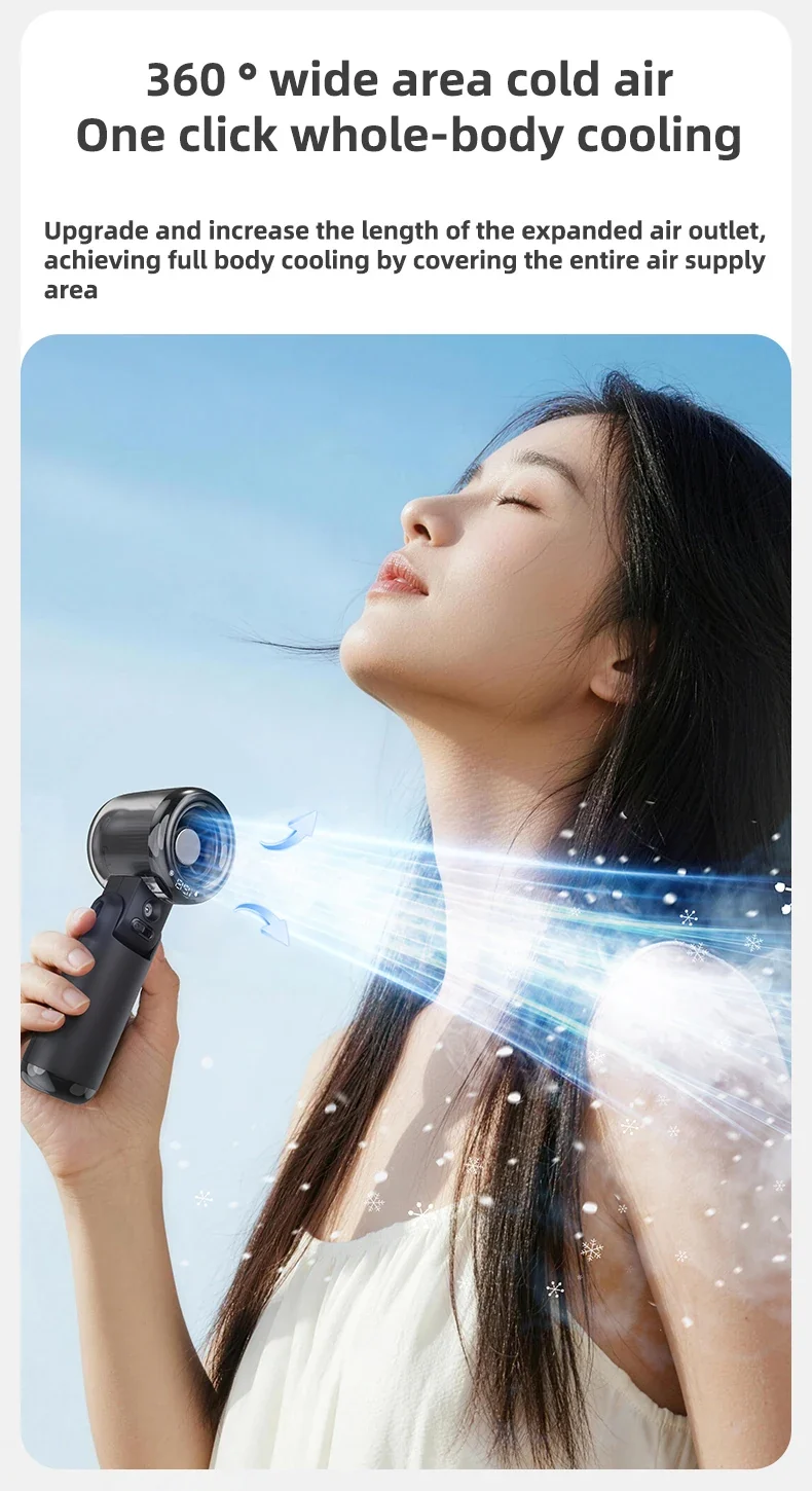 Portable Mini Fan Water Mist Spray Fan 3600mAh 5 Speeds Handheld Foldable Neck Hanging Small Fans Humidifier USB Rechargeable
