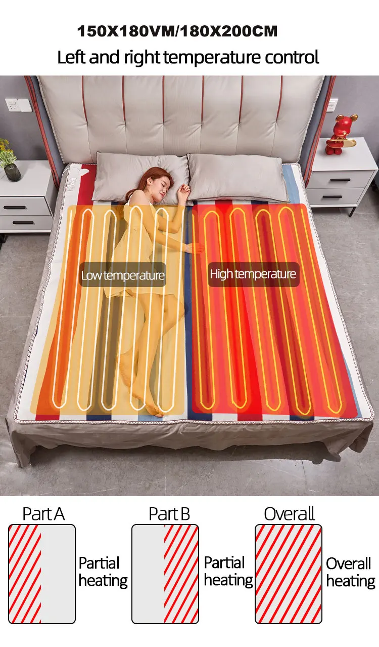 Smart Timer Switch Thicker Electric Blanket Heated Blanket Electric Blanket Double Single Manta Electric Mat Body Warmer Heater