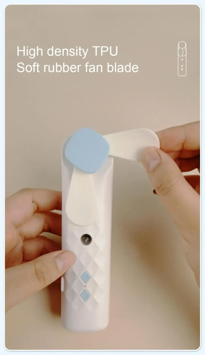 2 In 1 Portable Fan Humidifier USB Rechargeable Handheld Fan Water Spray Fan Face Steamer Air Conditioner Cooling Fan