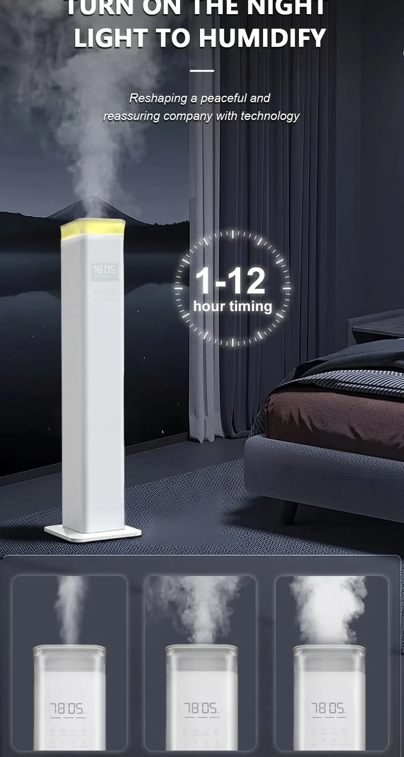 2025 New 13L Smart Humidifier with Warm Mist & Cool Mist Dual Mode, 360° Nozzle Energy Saving, Easy Clean for Home Office