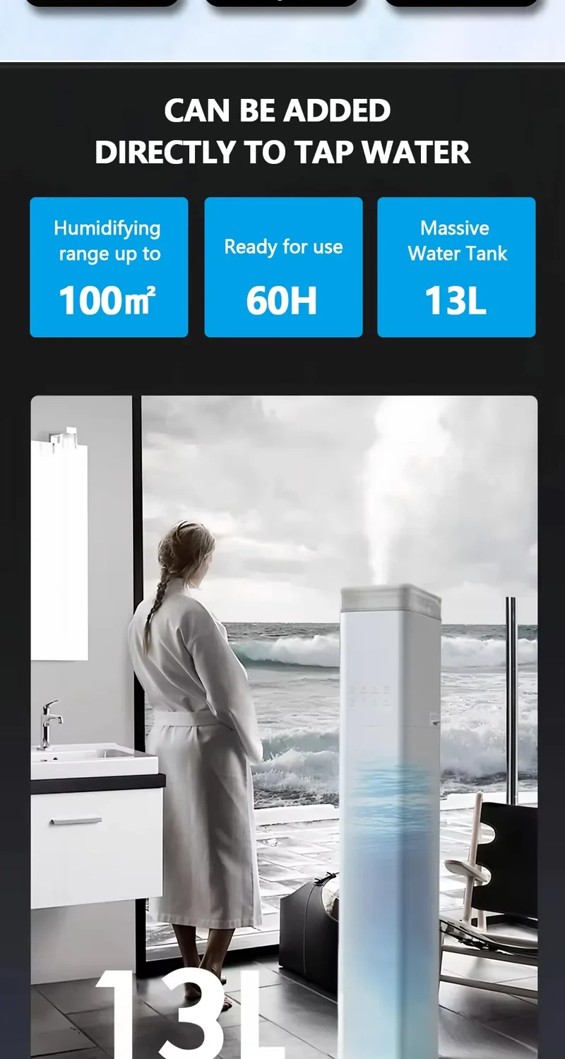 2025 New 13L Smart Humidifier with Warm Mist & Cool Mist Dual Mode, 360° Nozzle Energy Saving, Easy Clean for Home Office