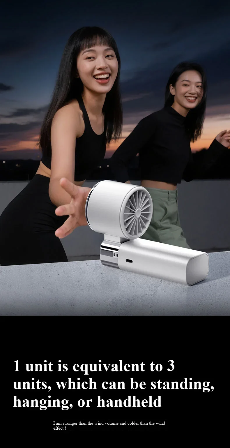 Handheld Fan with Semiconductor Cooling, Ice Compress, Ultra-Long Battery Life, Foldable Tabletop, Digital Display, Mini Fan