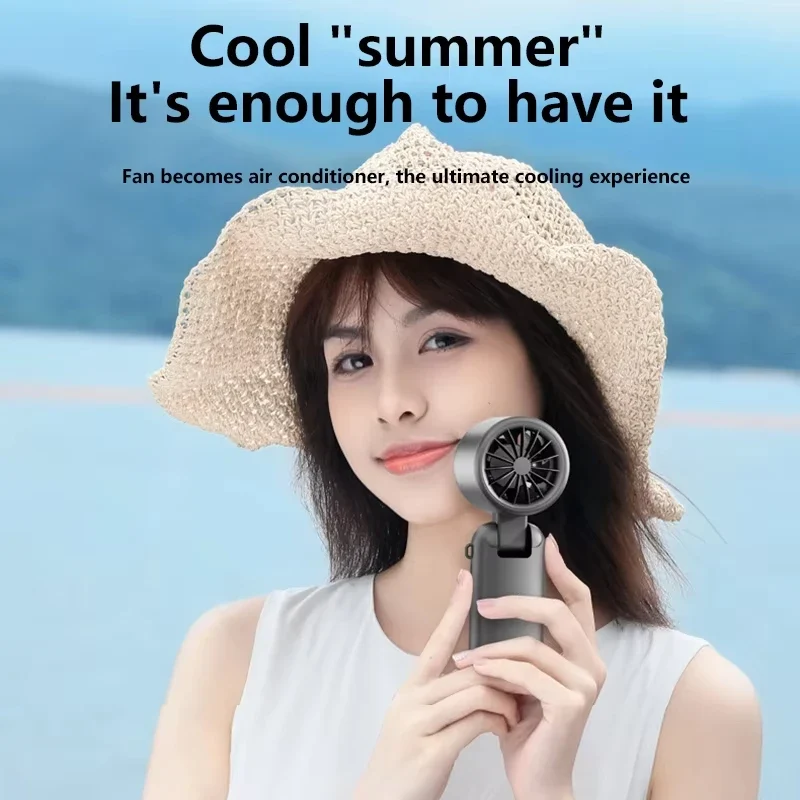 Midea Ice Compress Handheld Fan Portable Outdoor Usb Digital Display Folding Refrigeration High Speed Violent Turbine Small Fan