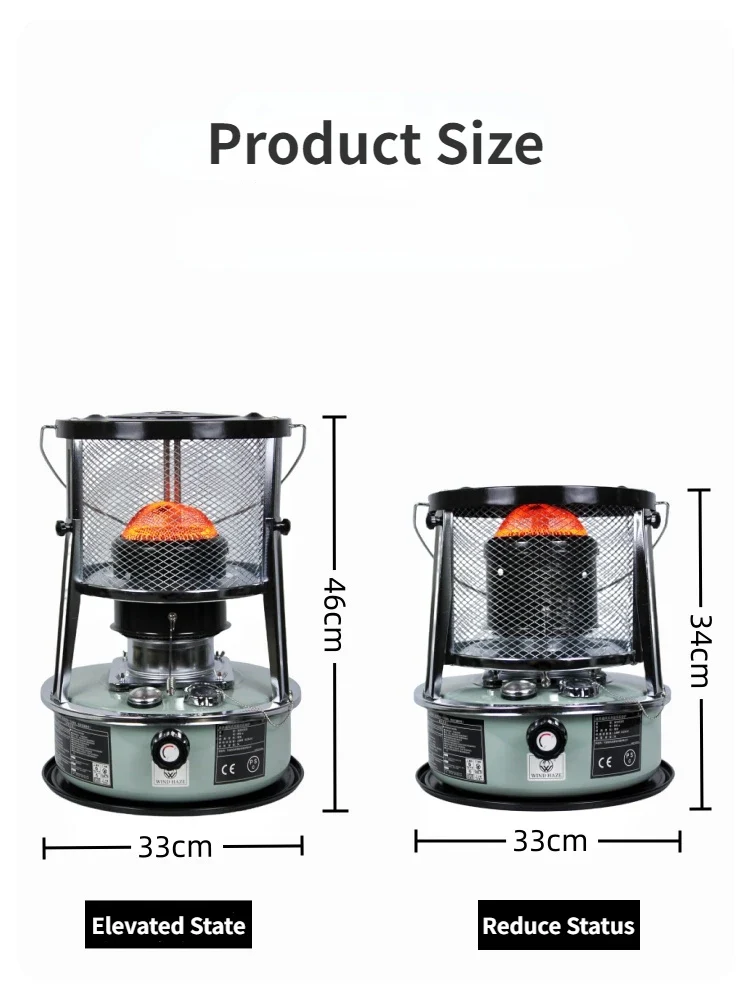 High-efficiency Liquid Fuel Heater, Stainless Steel Indoor Warmer, Non-electric Heating Stove, Portable for Outdoor Camping