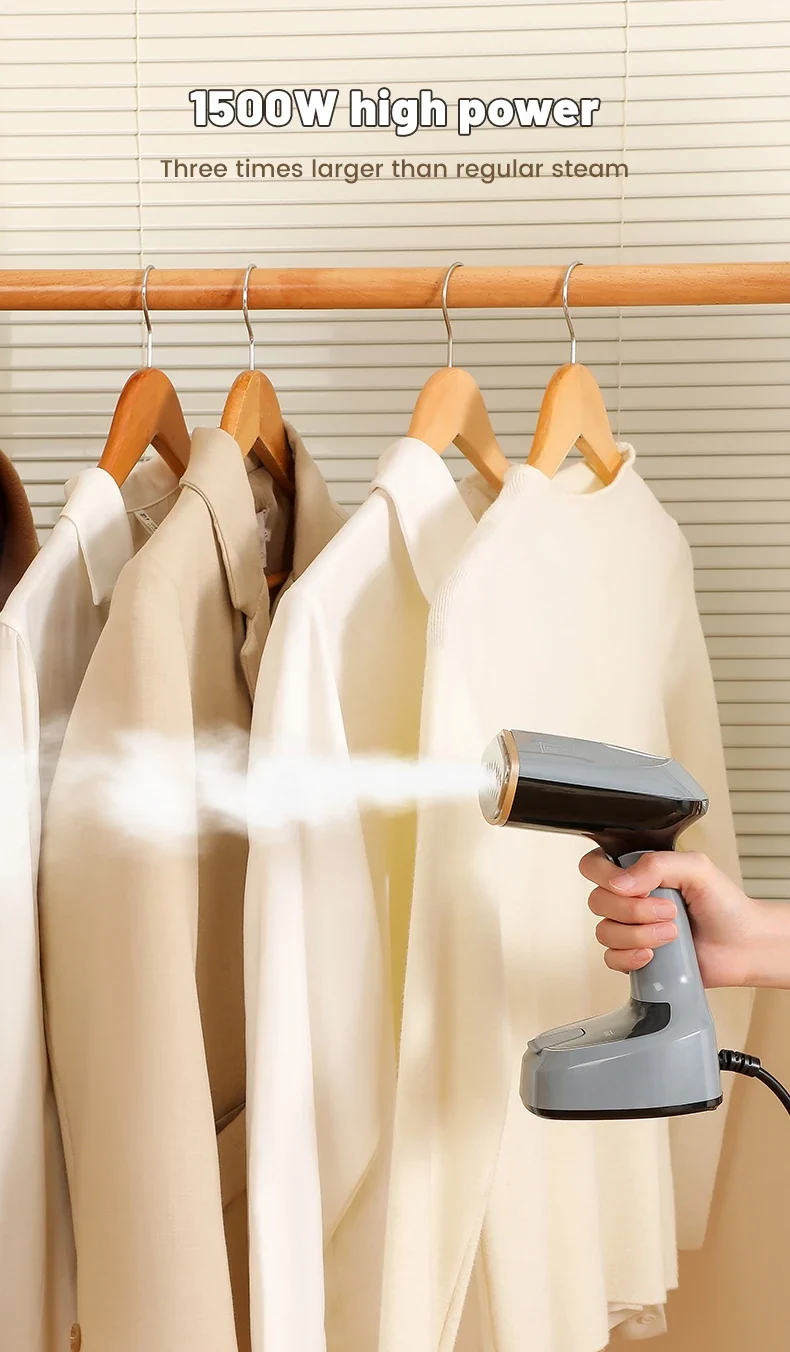 Fast-Heat Garment Steamer Foldable Ironing 1500W Machine Household Electric Fabric Steamer for Home Travel Handheld Steam Iron