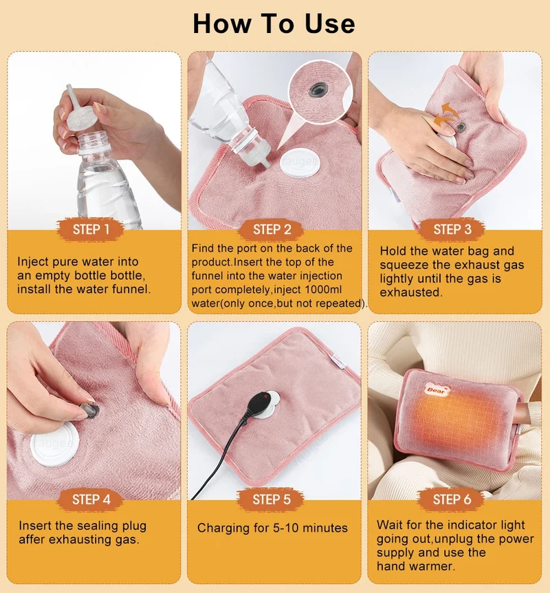 Electric Hand Warmer Portable Heated Gloves USB Warming Plush Hot Water Bottle Heating Water Bags Warm Hand Pocket for Winter