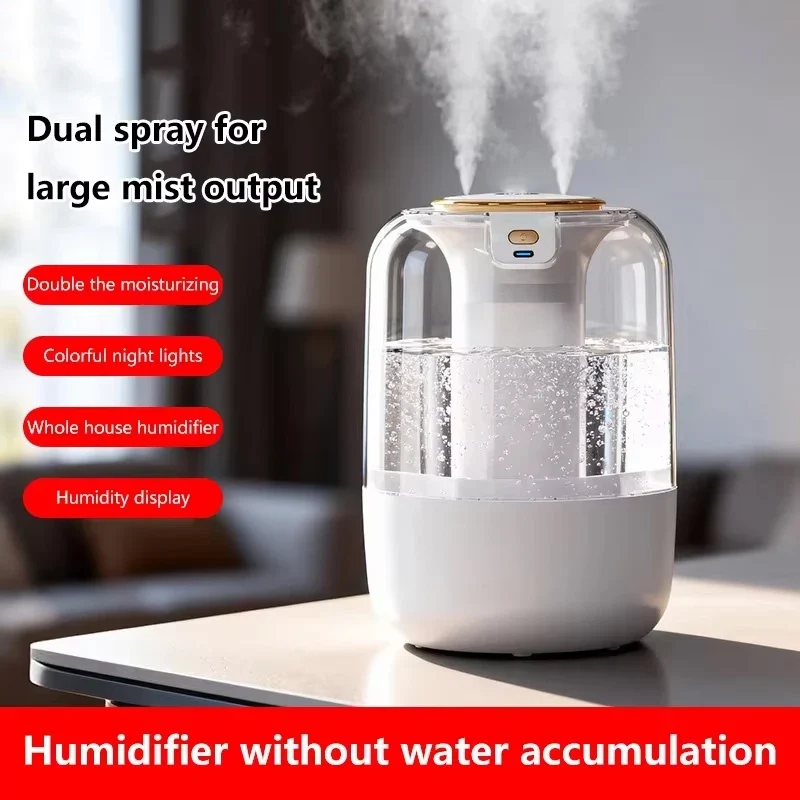 Humidifier USB Double Spray Quiet 2L Large Capacity Humidifier Home Dormitory Office Bedroom Desktop with Night Light