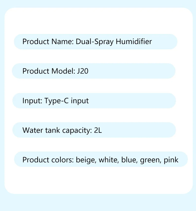 Humidifier USB Double Spray Quiet 2L Large Capacity Humidifier Home Dormitory Office Bedroom Desktop with Night Light