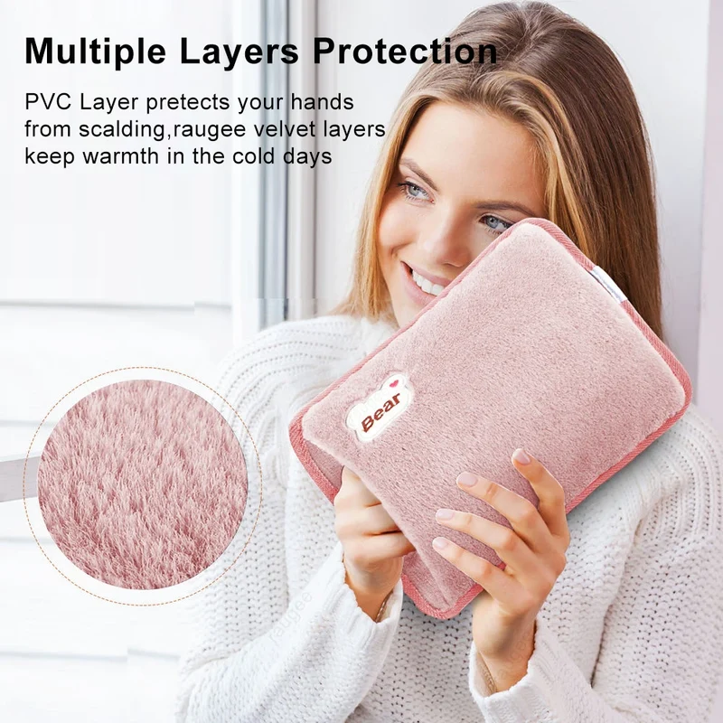 Hand Warmer Electric Hot Water Bag Soft Plush Hand Warmer Portable Heated Gloves Handwarmers Winter Hand Warmer 220V EU Plug