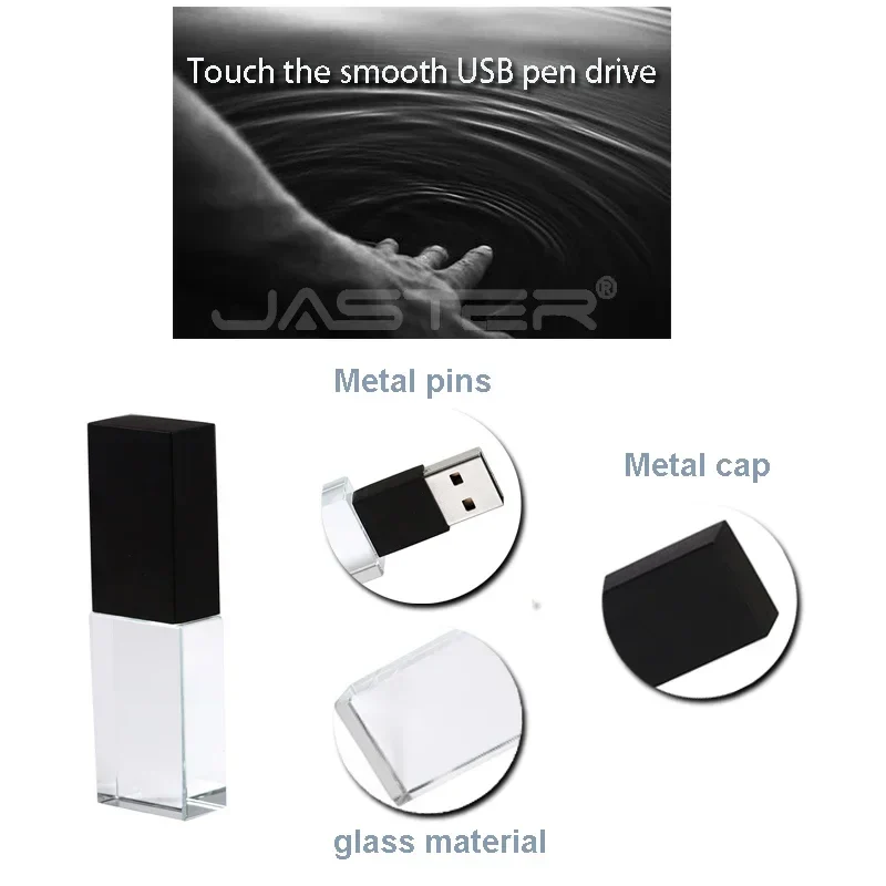 10PCS/LOT Crystal USB 2.0 Wedding Gift Flash Drives Free Custom Logo Pen Drive 100% Real Capacity Stick 128GB 8GB 16GB 32GB 64GB