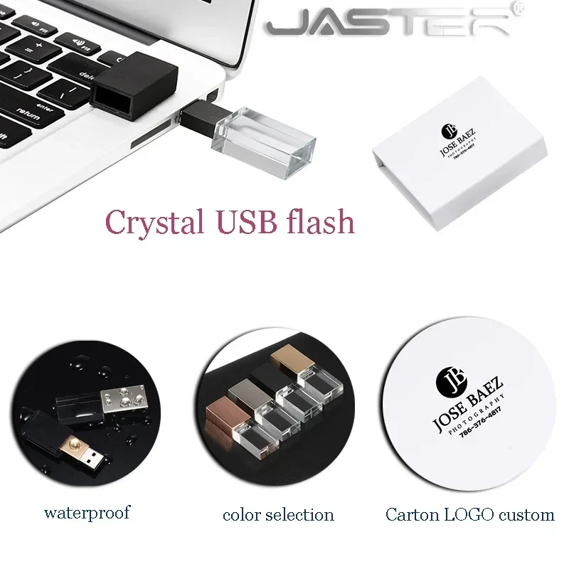 10PCS/LOT Crystal USB 2.0 Wedding Gift Flash Drives Free Custom Logo Pen Drive 100% Real Capacity Stick 128GB 8GB 16GB 32GB 64GB