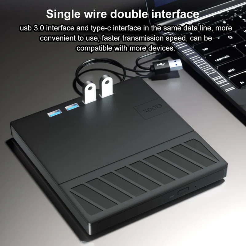 7 in 1 USB 3.0 Type C External CD DVD RW Optical Drive with SD/TF Port CD/DVD/BD -/+RW Player Burner Writer Reader for Laptop PC