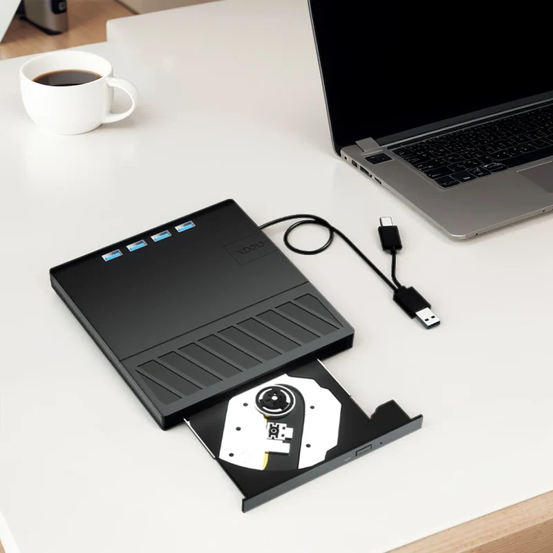 7 in 1 USB 3.0 Type C External CD DVD RW Optical Drive with SD/TF Port CD/DVD/BD -/+RW Player Burner Writer Reader for Laptop PC