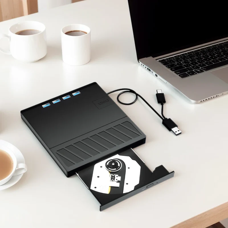 7 in 1 USB 3.0 Type C External CD DVD RW Optical Drive with SD/TF Port CD/DVD/BD -/+RW Player Burner Writer Reader for Laptop PC