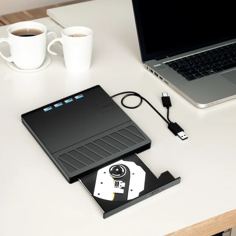 7 in 1 USB 3.0 Type C External CD DVD RW Optical Drive with SD/TF Port CD/DVD/BD -/+RW Player Burner Writer Reader for Laptop PC