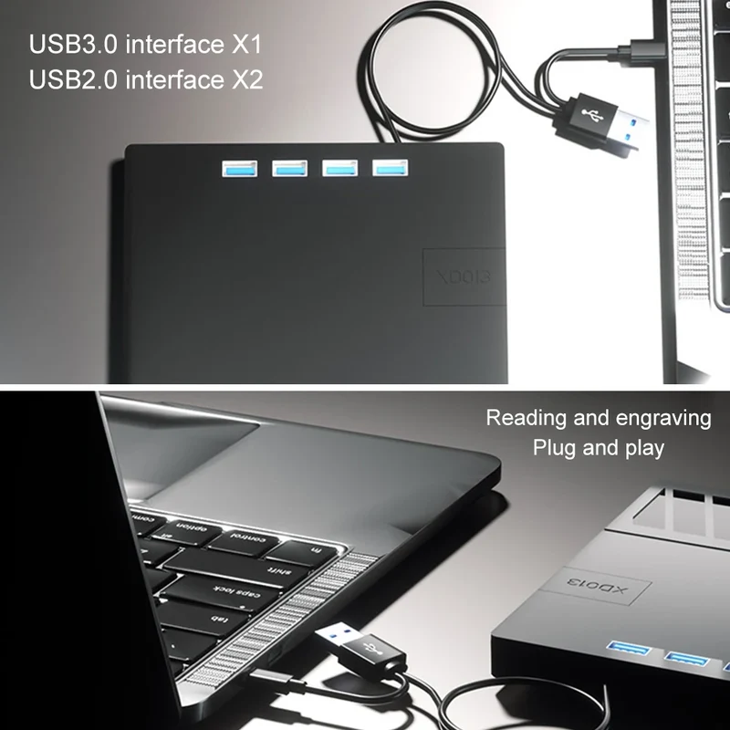 7 in 1 USB 3.0 Type C External CD DVD RW Optical Drive with SD/TF Port CD/DVD/BD -/+RW Player Burner Writer Reader for Laptop PC