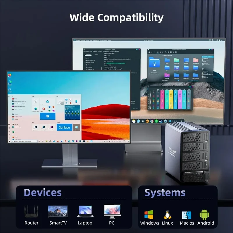 Acasis Hard Drive Docking Station 5 bay SATA HDD Docking Station Aluminum HDD Case Support 8 Raid Mode for 2.5/3.5 inch HDD/SSD