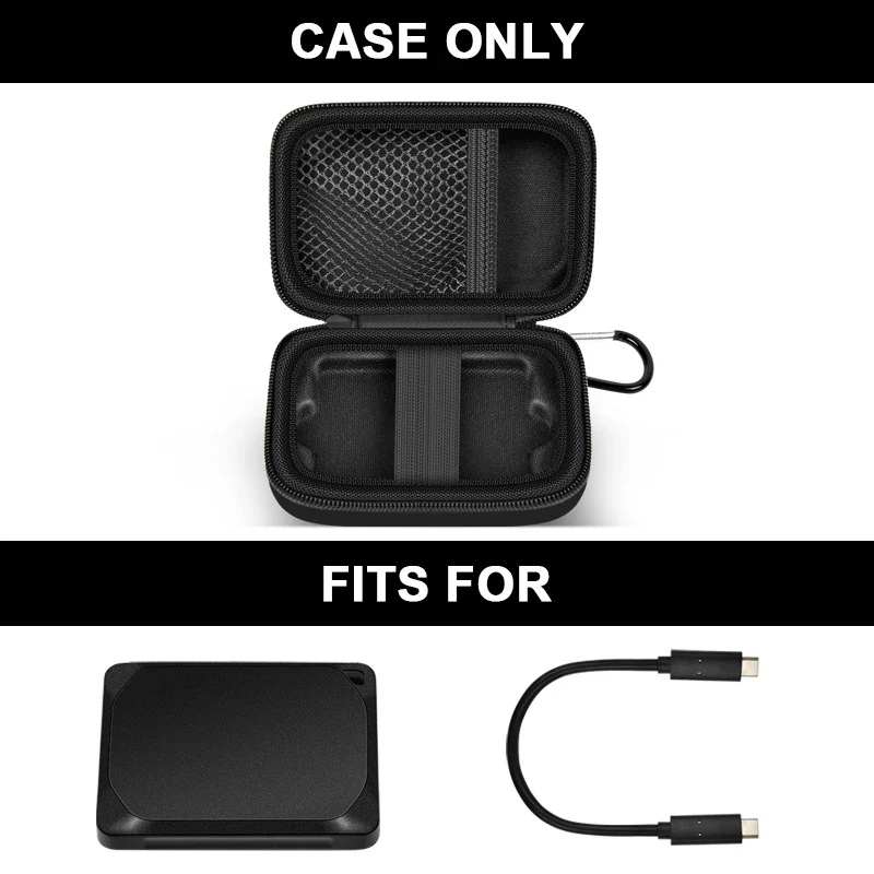 Carrying Case Compatible with Crucial X10/ X9 Pro 4TB/ 2TB/ 1TB Portable SSD, External Solid State Drive Hard Storage Holder Bag